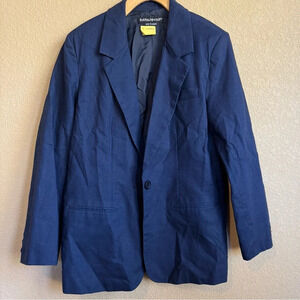Vintage 1980s Cotton Linen One button Blue Blazer Medium